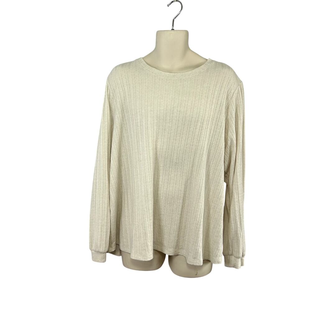 St. John's Bay 2XL Mens Cream Soft Knit Long Sleeve Crewneck Pullover Sweater